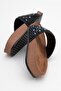 Women's Beaded Flat Slippers Black - 4
