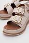 Women's Gold Buckle Sandals Beige - 3