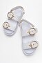 Women's Double Buckle Velcro Sandals White - 5