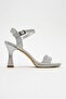 Women's Glitter Heeled Sandals Silver Sim - 2