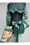 Celeste Women's Bridal Henna Veil with Pearls and Elegant Design Green