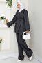 Belted Jacket Trousers Gabardine Suit 1557 - Anthracite - 5