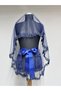 Amour Sparkling Sequin and Beads Decorated Modern Henna Veil Set Navy Blue - 2