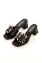 Special Pattern Buckle Detailed Short Heel Women's Shoes / Slippers - 3