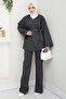 Belted Jacket Trousers Gabardine Suit 1557 - Anthracite - 3