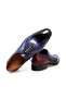 Dark Blue Color Lace-Up Genuine Leather Men's Shoes - 2