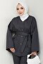 Belted Jacket Trousers Gabardine Suit 1557 - Anthracite - 4
