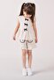 Girls' Linen Cream Ruffle Shorts and Bow Blouse Set - 3