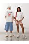 Unisex White Oversize Champ Written Back Pepper Printed T-Shirt
