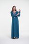 Ladies Printed Jalabiya - Full-Sleeve crepe Dress with belt - 3