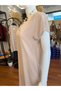 Women's V-Neck Short Sleeve Dress Beige Plus Size - 2