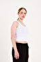 Women's Ribbed Look Thick Strap Basic White Undershirt - 5