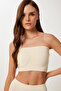 Stitch-Free Strapless Knitted Bustier Lgv0005 Cream - 4