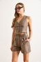 Women's Soil Pocket Zippered Pleated Shorts Shrt-19000065 - 2