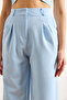 Women's Blue Buttoned Pleated Palazzo Double Trousers Pnt-19000355 - 6