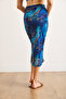 Women's Blue Lined Digital Midi Tulle Skirt Etk-19000336 - 7