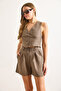 Women's Soil Pocket Zippered Pleated Shorts Shrt-19000065 - 5