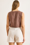 Women's Brown Flam Linen Crop Blouse Blz-19002925 - 2