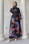 Abstract Transitional Gathered Black Shirt Dress - 4