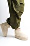 Amelia laceless flat and thick sole fur-lined short suede women's boot skt - cream - 3