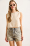 Women's Beige Flam Linen Crop Blouse Blz-19002925 - 5
