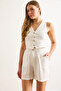 Women's White Pocket Zippered Pleated Shorts Shrt-19000065 - 5
