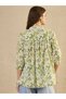 Floral Print Mandarin Collar Pleated Shirt - 2