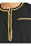 Men Lace Detail Long Sleeve Round Neck Kurta - 3