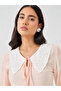 Tie-Up Neck Lace Detail Balloon Sleeve Blouse - 4