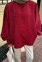 Balloon Sleeve Shirt Burgundy - 4