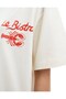 Women's Off-White Oversize Le Bistro Written Seafood Patterned T-Shirt Gift Bag Set - 4