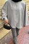 Balloon Sleeve Shirt Gray - 3