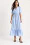 Women's Baby Blue Double Breasted Collar Waist Gipe Detailed Elastic Sleeves Dress 5246 60281076 - 4