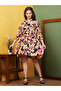 Women Black Floral Printed Round Neck A-Line Mini Dress - 5