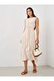 Tie Front Detail Sleeveless A-Line Midi Dress
