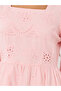 Solid Embroidered Short Sleeve Midi Dress - 5