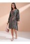 Women Paisley Print Tie-Up Neck A-Line Knee-Length Dress - 2