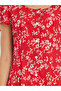 Women Red Floral Print Button Front A-Line Midi Dress - 4