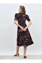 Round Neck Puff Sleeves A-line Midi dress - 5