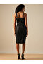 Women Black Solid Strappy Sheath Midi Dress with Buckle Detail - 3