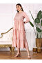 Women Peach Mirror Embroidered 3/4 Sleeve A-Line Midi Dress - 3