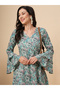 Women All-Over Print V Neck A-Line Mini Dress - 5