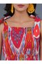 Women All-Over Print Tie-Up Sleeve A-Line Midi Dress - 4