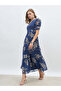 Floral Print Ruched Puff Sleeves Tiered Maxi Dress