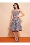 Women Animal Print Halter Neck A-Line Midi Dress - 2