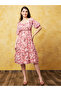 Women Pink Floral Printed Smocked Back A-Line Midi Dress - 6