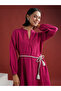 Women Pink Solid Collared Cotton A-Line Knee Length Dress - 3