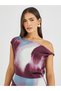 Abstract Print Draped Asymmetric A-Line Maxi Dress - 4