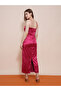 Women Solid Sweetheart Neck Satin Sheath Midi Dress - 3