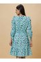 Women Blue Floral Printed Puff Sleeves A-Line Knee-Length Dress - 4
